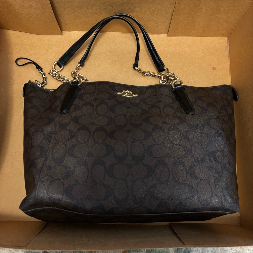 Coach Ava Chain Tote in color Signature Canvas - Picture 9 of 10